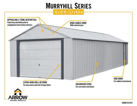 Arrow Murryhill 12 X 31 Garage Steel Storage Building Prefab Storage
