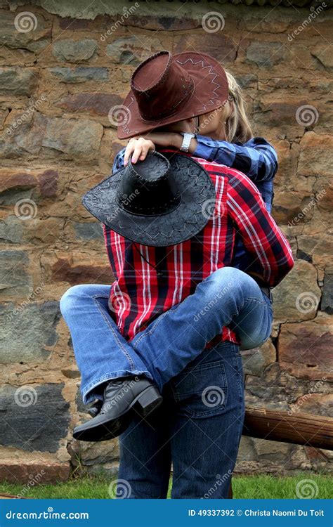 Naughty Cowgirl Kiss Royalty Free Stock Image 49337392