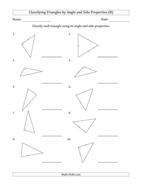 Classifying Triangles By Angle And Side Properties Marks Included On Question Page B
