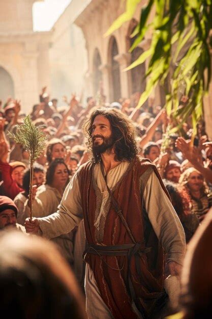 Premium Ai Image Jesus Entering Into Jerusalem On Palm Sunday