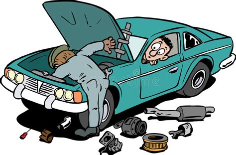 Car Mechanic Fixing A Car Stock Illustration Illustration Of Surprised