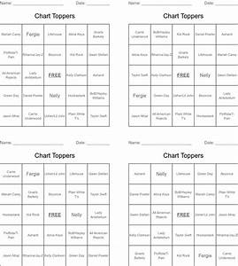 Chart Toppers Bingo Cards Wordmint