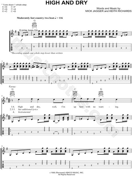 Фразы из ведьмак 3 18. The Rolling Stones "High and Dry" Guitar Tab in G Major ...