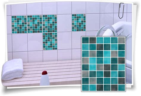Mit billiger.de vergleichen & günstig kaufen! Fliesenaufkleber Mosaik Türkis Schwarz - Medianlux-Shop