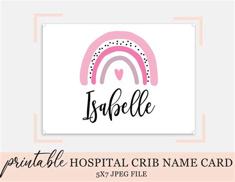 Hospital Crib Card Baby Girl Name Card Nicu Name Card Etsy Canada