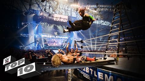 Thrilling Wrestlemania Ladder Moments Wwe Top 10 March 21 2015 Youtube