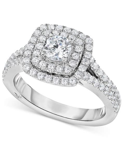 Marchesa Certified Diamond Square Halo Engagement Ring 1 14 Ct Tw