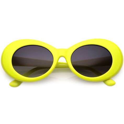 Colorful Retro 1990s Fashion Round Clout Goggle Oval Lens Sunglasses