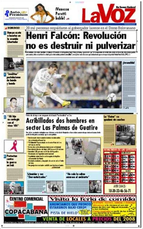 Newspaper Diario La Voz Venezuela Newspapers In Venezuela Sundays