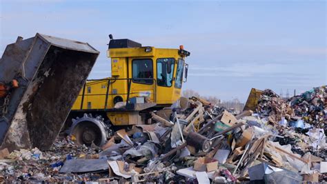 335 Garbage Truck Transported And Disposed Trash On The Landfill