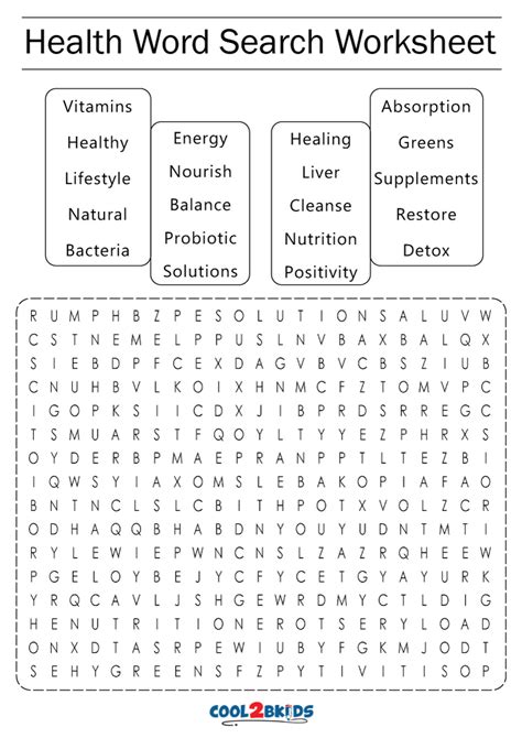 Health Word Search Printable