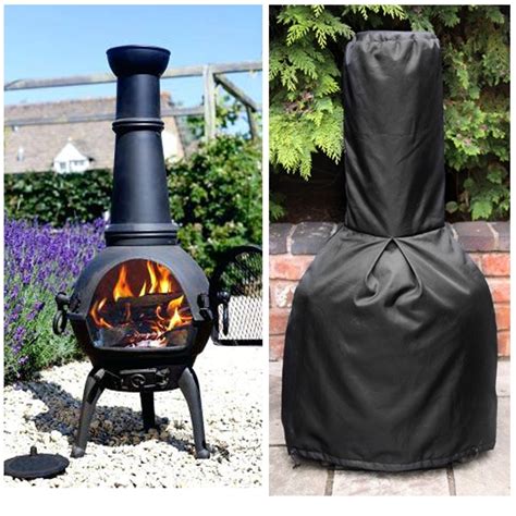 190t Black Chiminea Cover Waterproof Protective Chimney Fire Pit Heater Cover Weatherproof For
