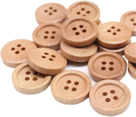 Yahoga 50pcs 15mm 35 Inch Wood Buttons Small Natural