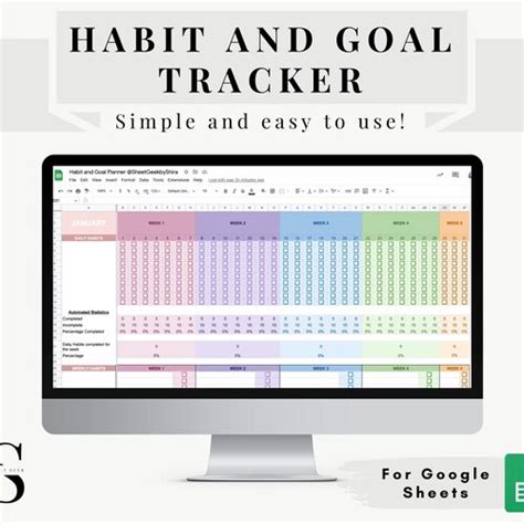 Habit Tracker Spreadsheet Google Sheets Daily Weekly Etsy