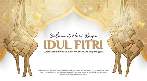 Selamat Hari Raya Idul Fitri Or Happy Eid Al Fitr Background With Ketupat And Ornaments
