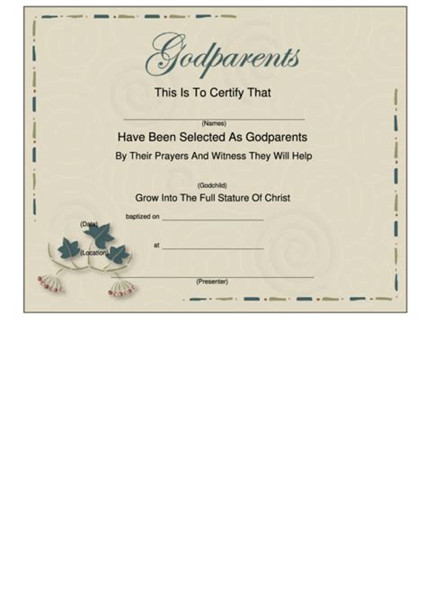 Godparents Certificate Templates