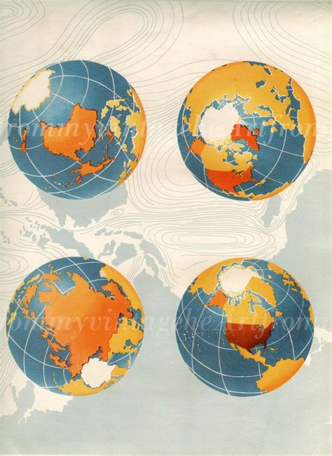 1940s Vintage World Globes World Map Hemispheres Etsy World Globes