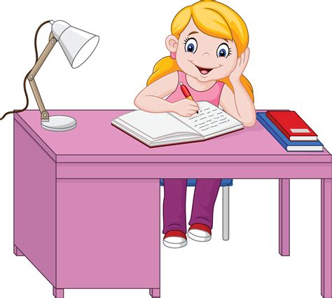 Cartoon Little Girl Studying Stock Vector Illustratio
