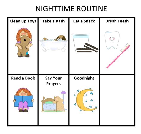 Morning And Night Routine Chart For Kids