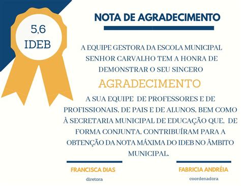 Nota De Agradecimento Da Secretária De Educação De José De Freitas