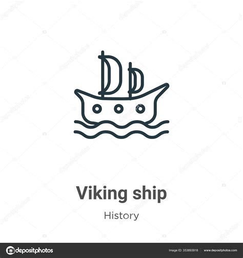 Nave Vikinga Esboza Icono Del Vector Icono Nave Vikinga Negra Vector