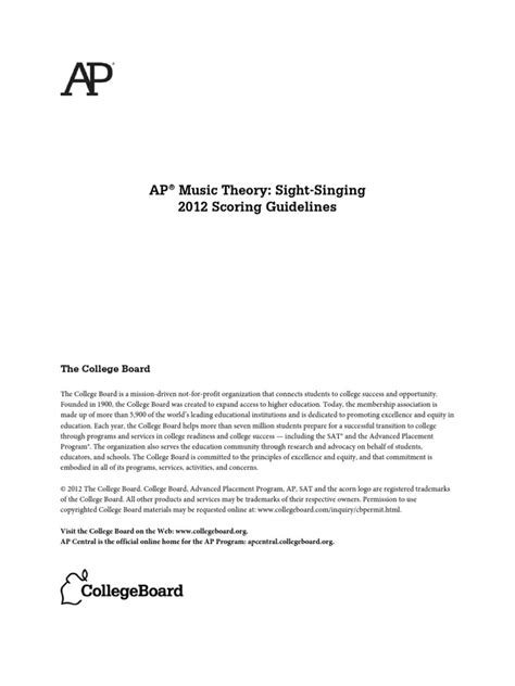 Seminar (ap capstone part 1). AP 2012 Music Theory Sight Singing Scoring Guidelines ...