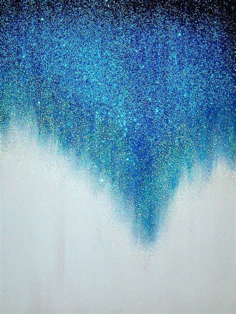 Vibrant Blue Glitter Metallic Art Painting Acrylic Original Art On