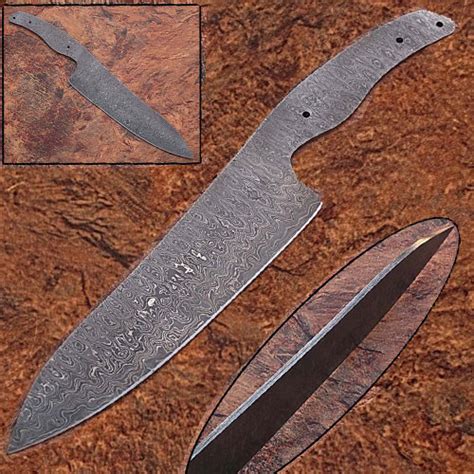 Damascus Full Tang Ladder Pattern Blank Chef Knife Edge Import