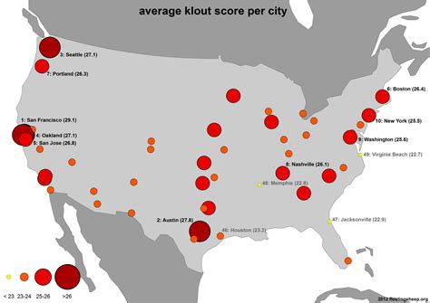 Floatingsheep The Urban Geography Of Klout Scores