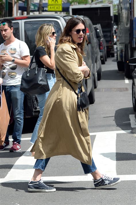Love the grey tweed blazer, black skinny jeans, flats and white tee! Mandy Moore Street Style - Out in New York 05/02/2017 ...