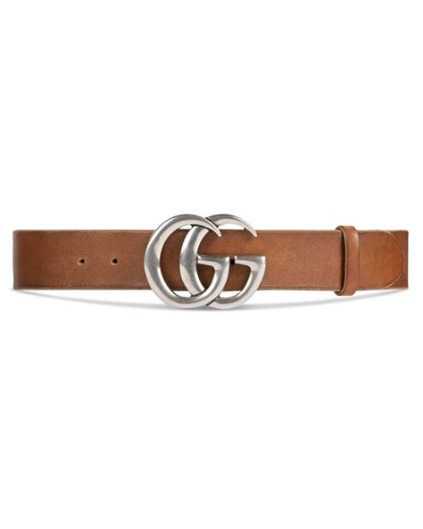 Gucci Leather Belt With Double G Buckle In Brownsilver Brown For Men