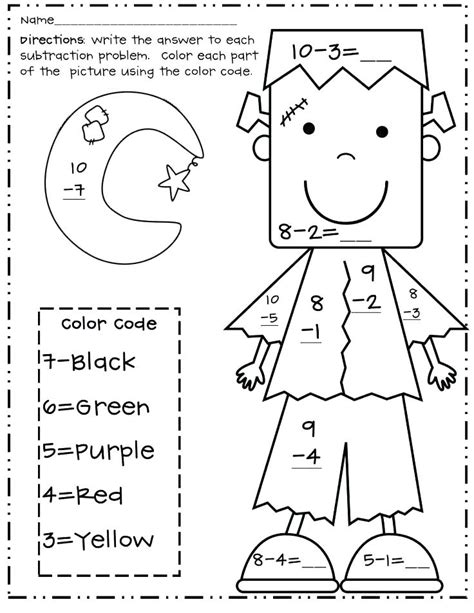 Color Subtraction Worksheet5 Math Coloring Worksheets Coloring Pages