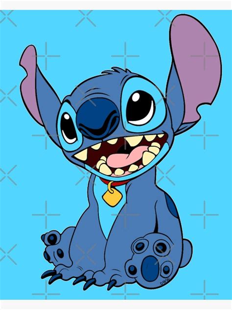 Stitch Wearing Collar Poster For Sale By Ss52 Redbubble