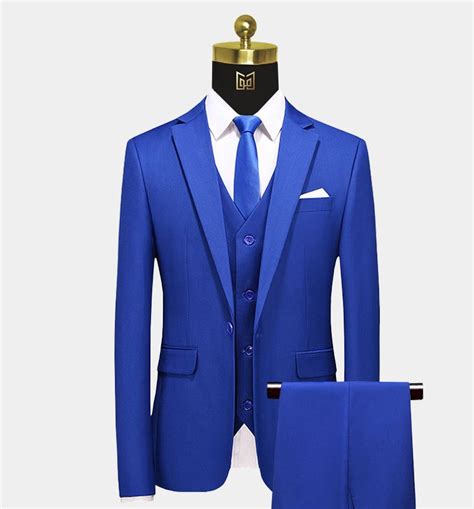 3 Piece Royal Blue Suit Trajes Azules Masculinos Trajes Para Hombre