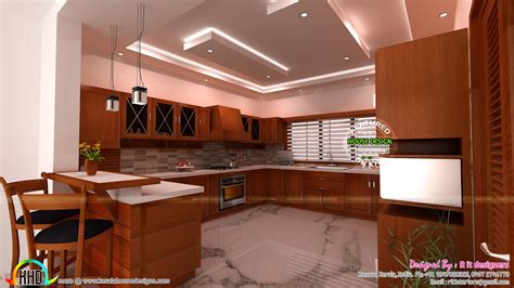 Modular Kitchen Living And Dining Interiors Kerala Home Design And
