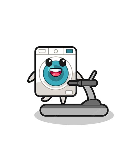 Premium Vector Washing Machine Cartoon Character Walking On The Treadmill