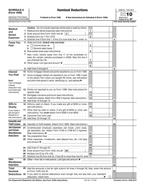 Individual income tax return) is an irs tax form used for personal federal income tax returns filed by united states residents. IRS 1040 - Schedule A 2010 - Fill and Sign Printable Template Online | US Legal Forms