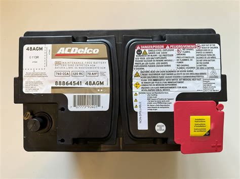Acdelco Gold 48agm 36 Month Warranty Agm Bci Group 48 Battery 760cca