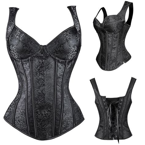 beonlema black faux leather corset top bras gothic clothes women sexy bustier bodice goth plus