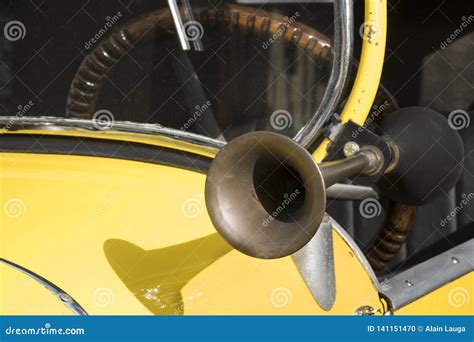 Very Special Horn On A Vintage French Car Stock Photo Image Of Wheel