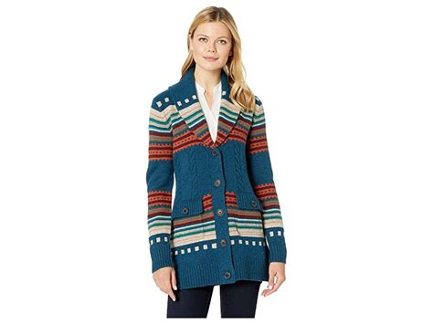 Pendleton Lodge Stripe Cardigan Blue Wing Multi Womens Sweater A