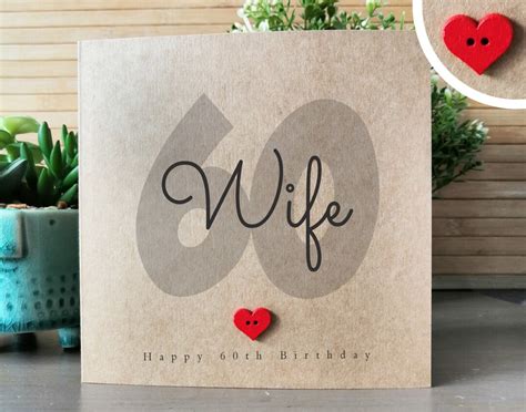 Wife 60th Birthday Card Handmade 60th Birthday Card For Wife Etsy