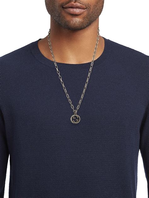 Gucci Sterling Silver Interlock Chain Necklace In Metallic For Men Lyst
