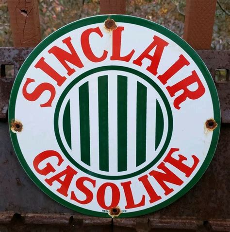 Old 1950s Sinclair Gasoline Porcelain Sign Service Station Gas Pump