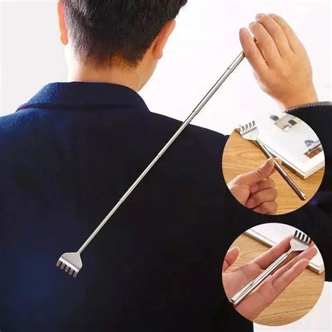 Practical Telescopic Pocket Scratching Massage Kit Stainless Steel Scratcher Handy Pen Clip Back