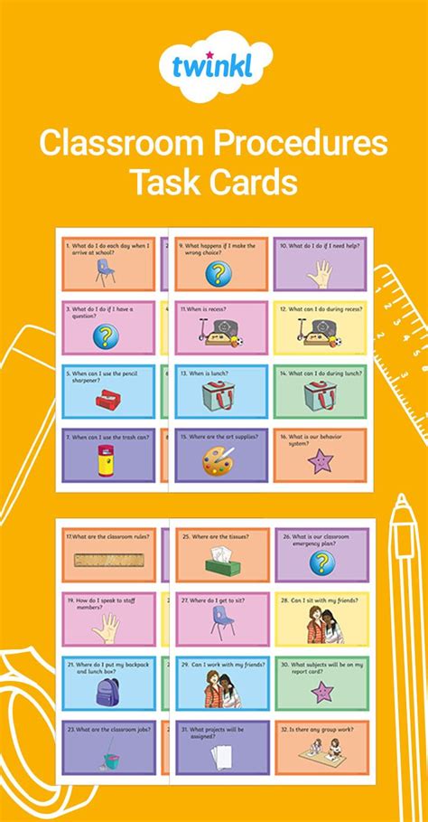 Classroom Procedures Task Cards For Upper Elementary Back To School
