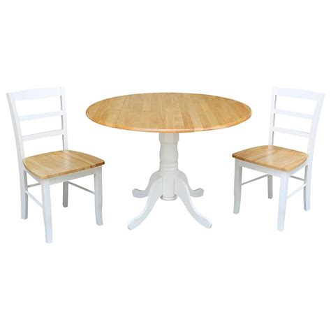 International Concepts Madrid 3 Piece Dining Set In White And Natural Nfm