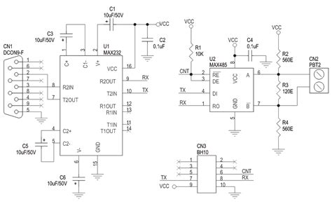 Isolated Rs232 To Rs485 Converter Circuit Wiring Diagram