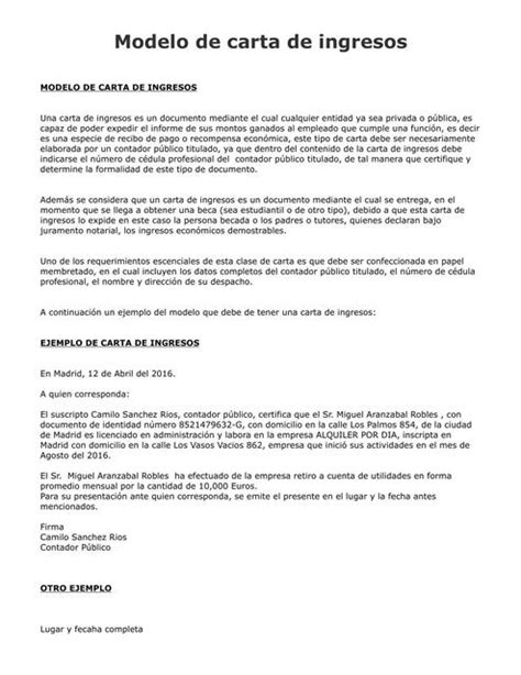 Modelo De Carta De Ingresos Cartasymodelos22 Udocz