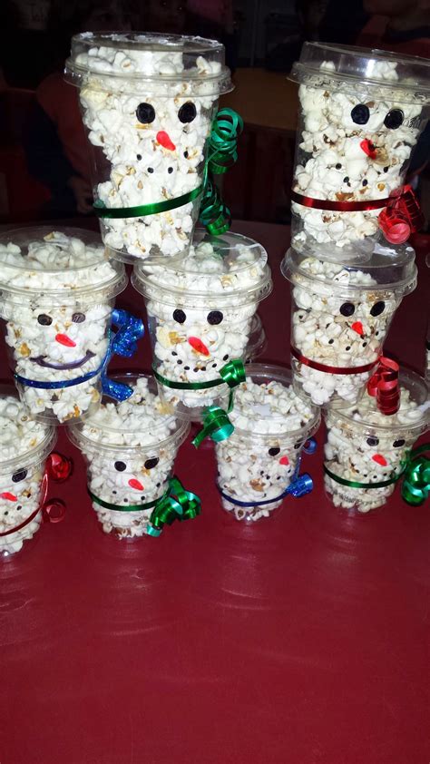 Snowmen Popcorn Cups Christmas Classroom Treats School Christmas Party